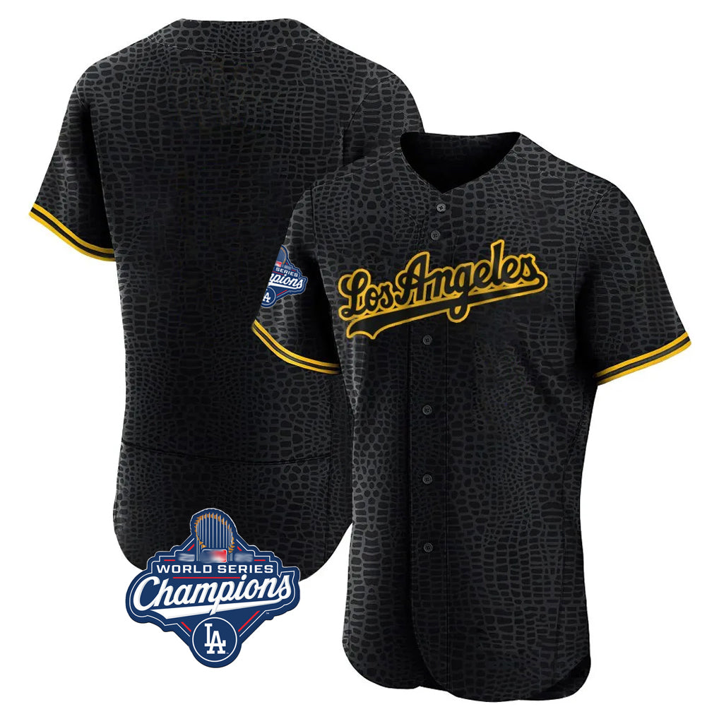 Odoa LA.Dodgers Blank Player Black Snake Skin City Limited Elite Home World Series Meet Stitched Jerseys