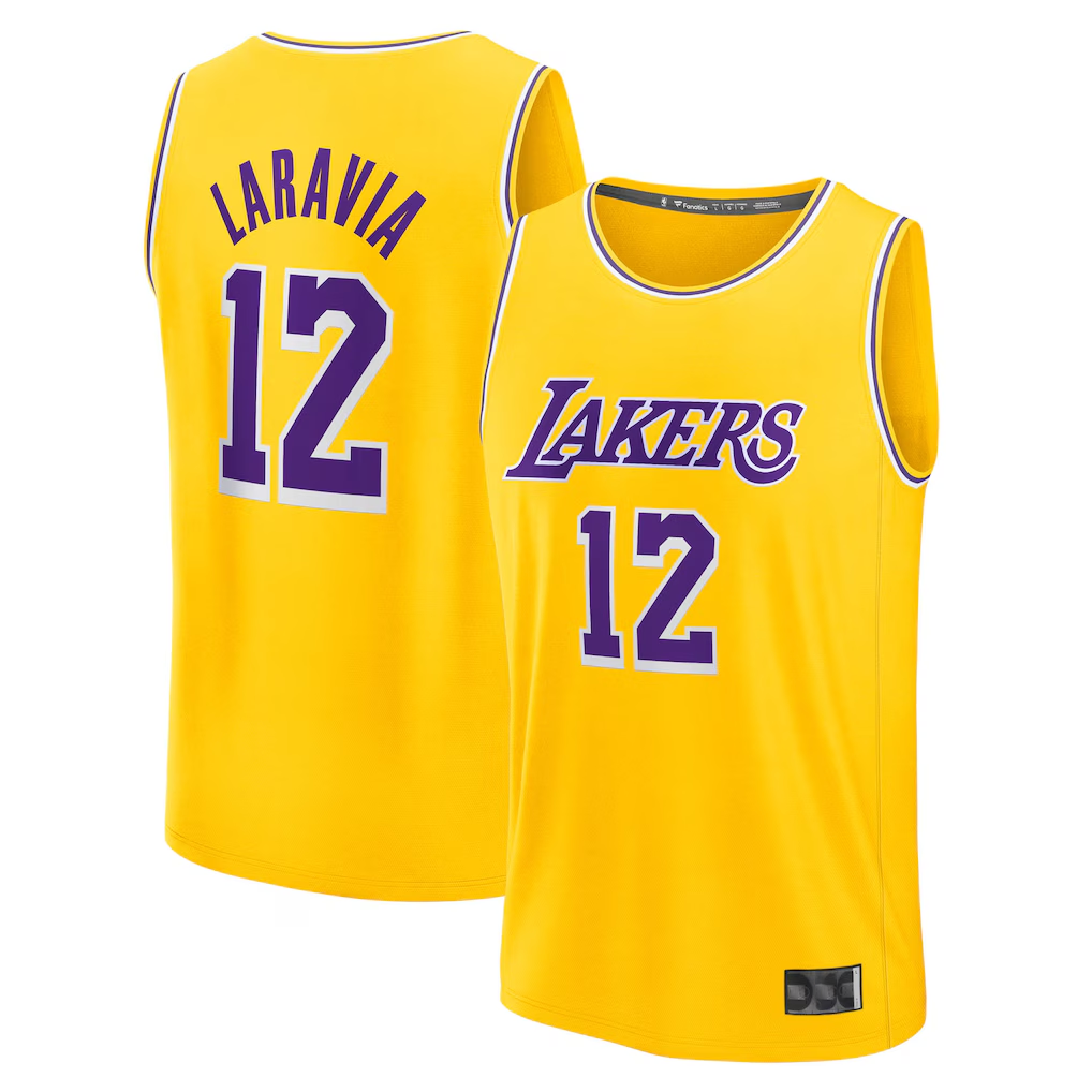 Odoa LA.Lakers #12 Jake LaRavia Gold Fast Break Replica Stitched Jerseys - Icon Edition