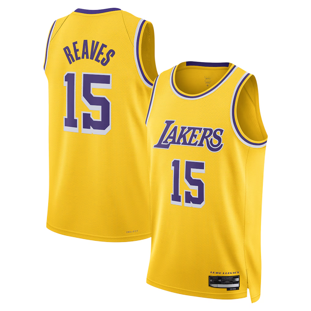 Odoa LA.Lakers #15 Austin Reaves Gold Swingman Stitched Jerseys- Icon Edition