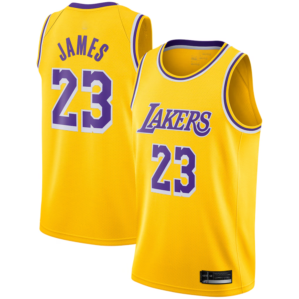 Odoa  LA.Lakers #23 LeBron James Gold Swingman Player Stitched Jerseyss - Icon Edition