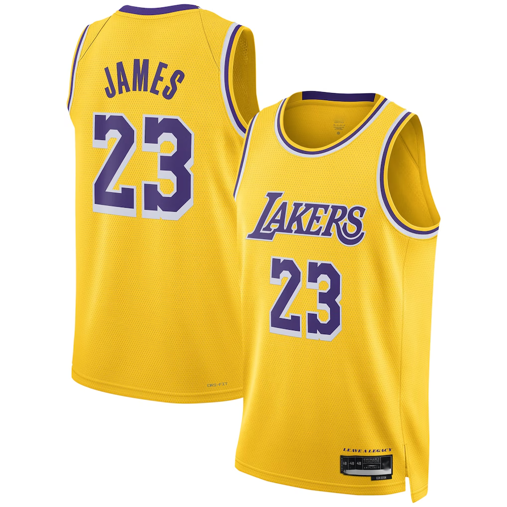 Odoa LA.Lakers #23 LeBron James Gold Swingman Stitched Jerseys - Icon Edition