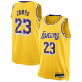 Odoa LA.Lakers #23 LeBron James Gold Swingman Stitched Jerseys - Icon Edition