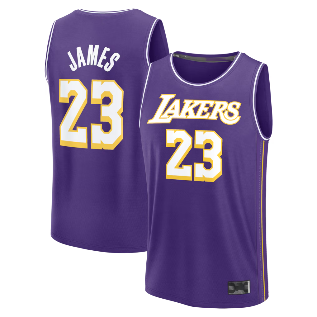 Odoa LA.Lakers #23 LeBron James Purple Fast Break Stitched Jerseys - Statement Edition