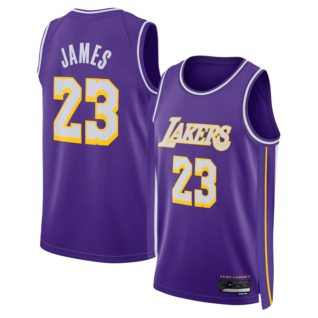 Odoa LA.Lakers #23 LeBron James Purple Swingman Stitched Jerseys - Statement Edition