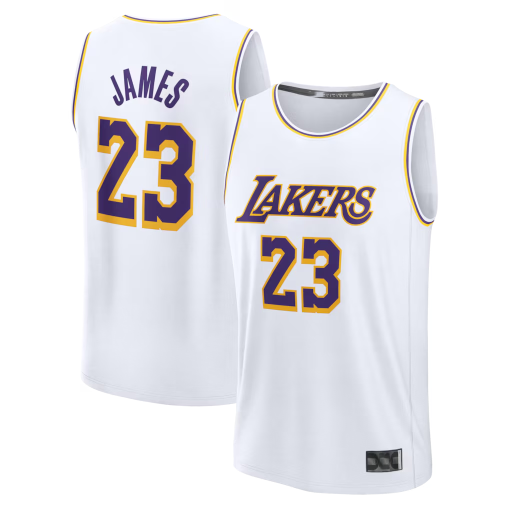 Odoa LA.Lakers #23 LeBron James White Fast Break Replica Player Stitched Jerseys - Association Edition