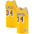 Odoa LA.Lakers #34 Shaquille O'Neal Mitchell & Ness Gold 199697 Hardwood Classics Authentic Jerseys