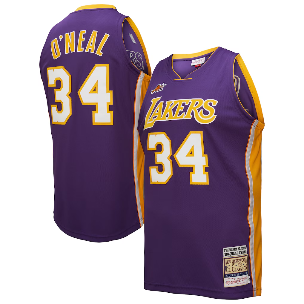 Odoa LA.Lakers #34 Shaquille O'Neal Mitchell & Ness Purple 2000 All-Star Game Authentic Jerseys