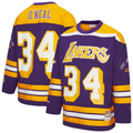 Odoa LA.Lakers #34 Shaquille O'Neal Mitchell & Ness Purple Maxxed Out Fashion Hockey Stitched Jerseys