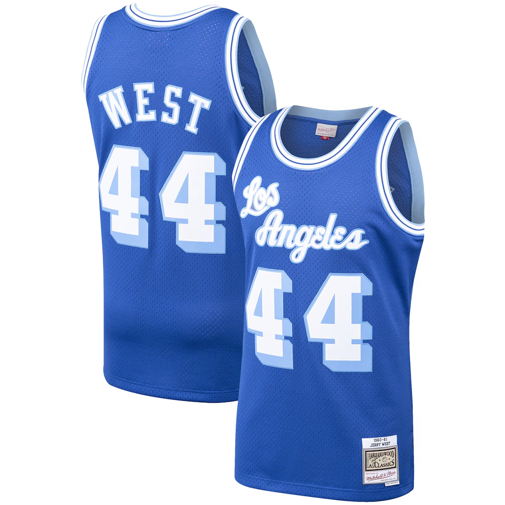 Odoa LA.Lakers #44 Jerry West Mitchell & Ness Royal Hardwood Classics Swingman Stitched Jerseys