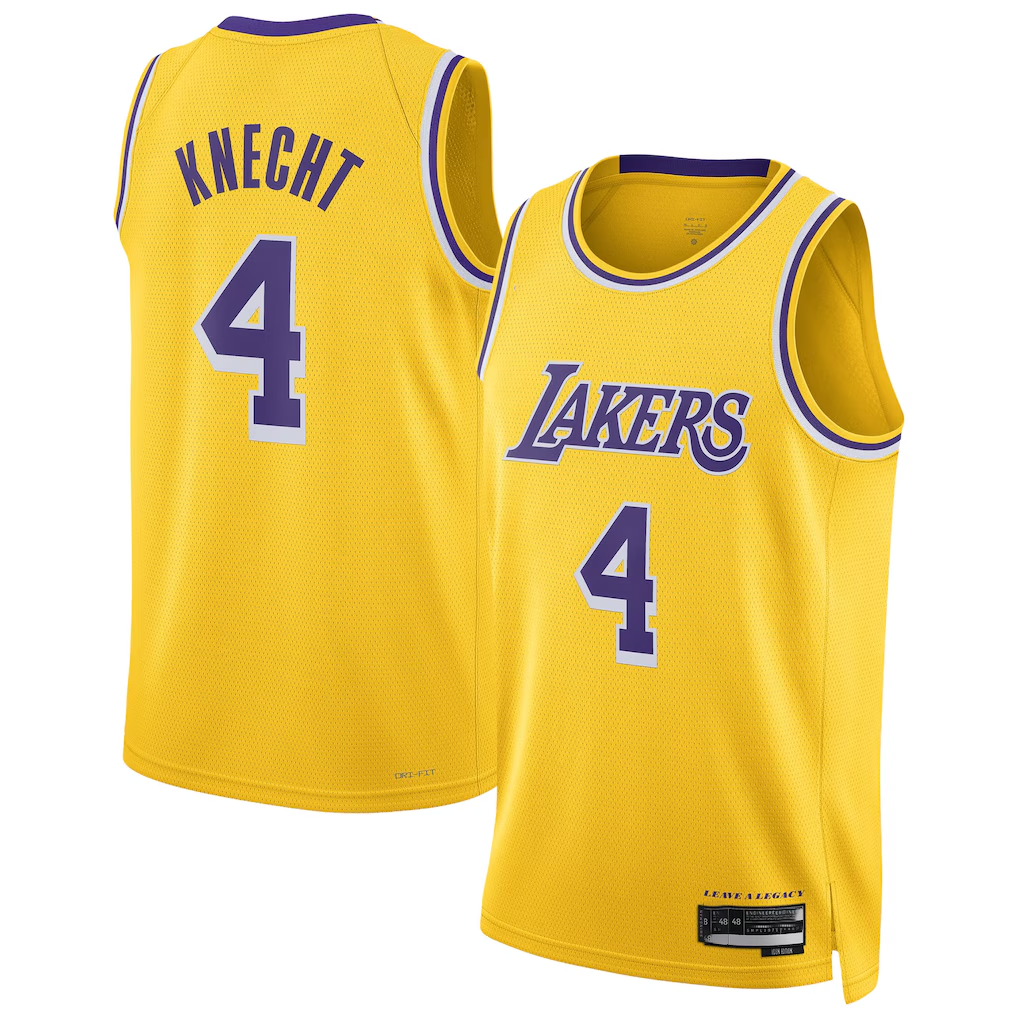 Odoa LA.Lakers #4 Dalton Knecht Gold Swingman Stitched Jerseys