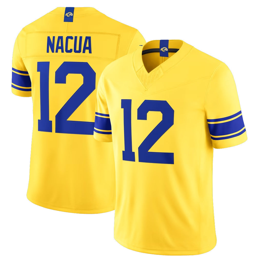 Odoa LA.Rams #12 Puka Nacua Player Gold Classic Sol Vapor F.U.S.E. Home Game Stitched Jerseys