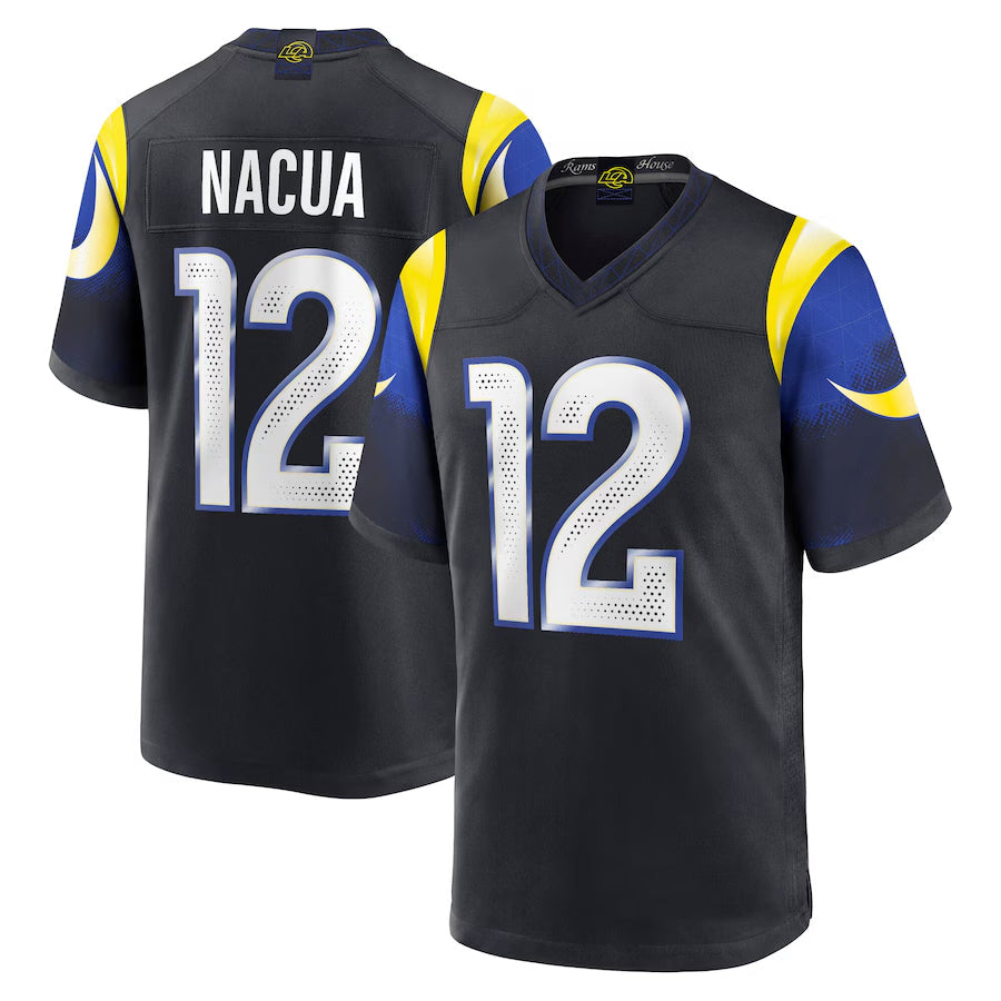 Odoa LA.Rams #12 Puka Nacua Player Midnight Blue Rivalries Collection Game Stitched Jerseys