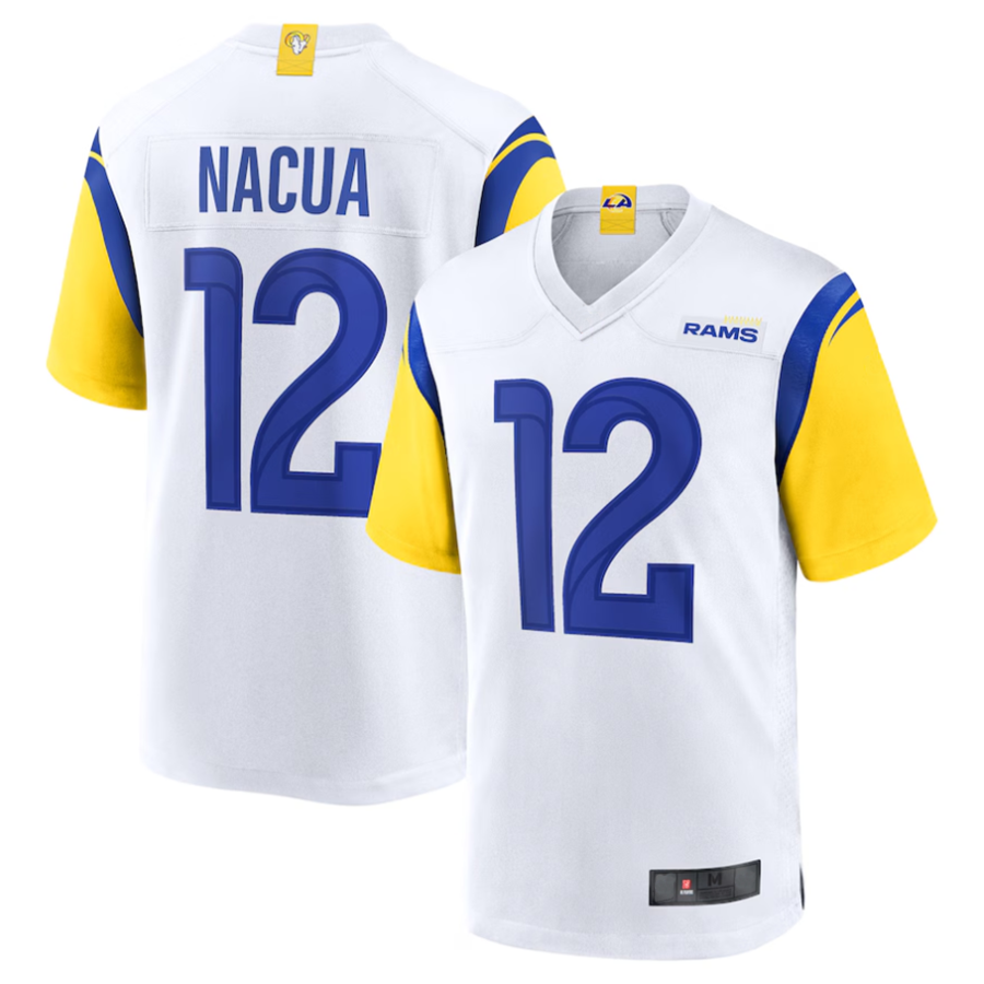 Odoa LA.Rams #12 Puka Nacua White Game Player Jersey American Stitched Jerseys