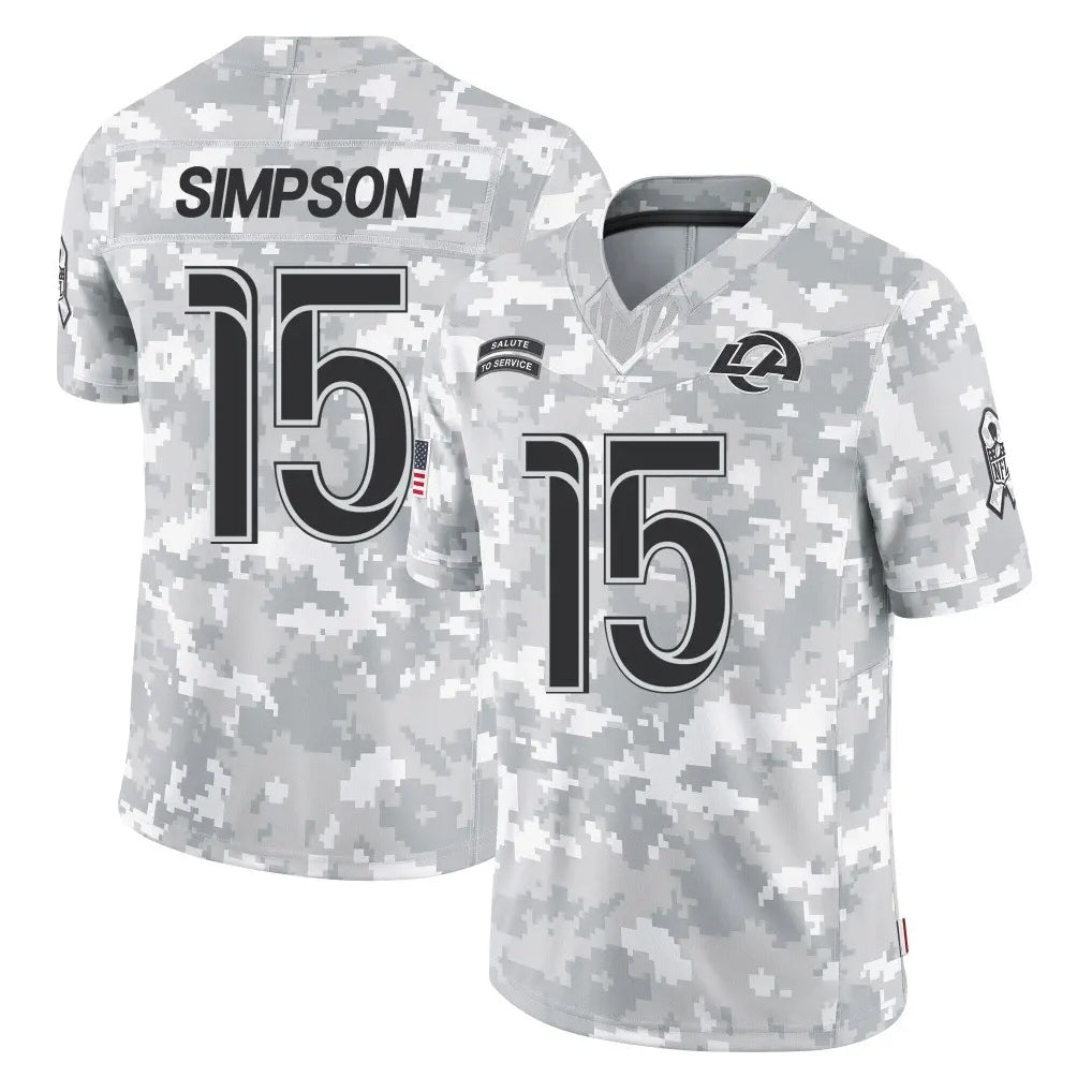 Odoa LA.Rams #15 Ty Simpson Player Arctic Camo Salute To Service Limited Game Stitched Jerseys
