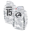Odoa LA.Rams #15 Ty Simpson Player Arctic Camo Salute to Service Hoodies Limited Game Stitched Jerseys