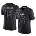 Odoa LA.Rams #15 Ty Simpson Player Black Limited Reflective Home Game Stitched Jerseys