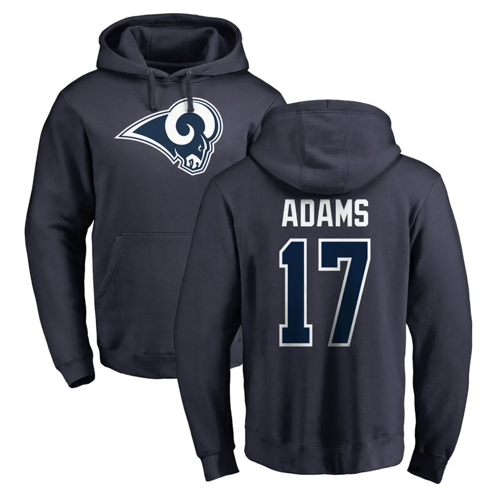 Odoa LA.Rams #17 Davante Adams Player Navy Pullover Hoodie Limited Game Stitched Jerseys