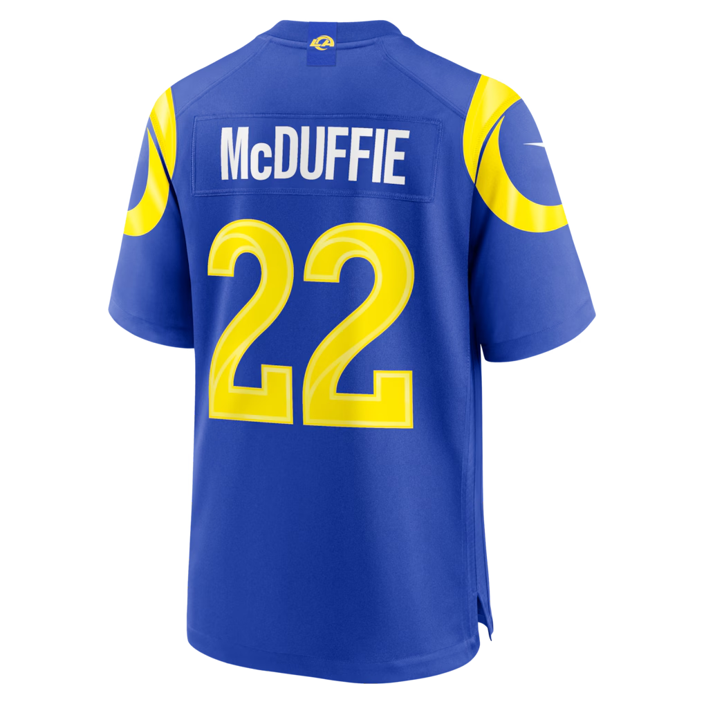 Odoa LA.Rams #22 Trent McDuffie Royal Team Game Player Stitched Jerseys