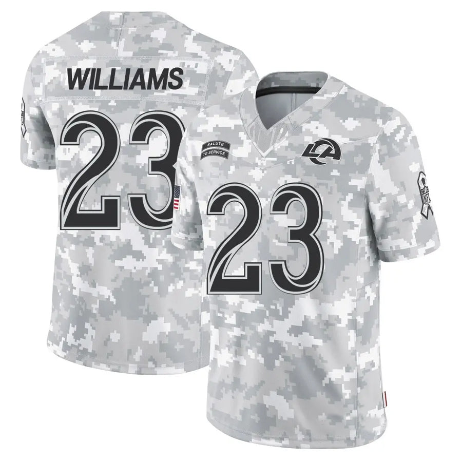 Odoa LA.Rams #23 Kyren Williams Player Arctic Camo Salute to Service Limited Stitched Jerseys