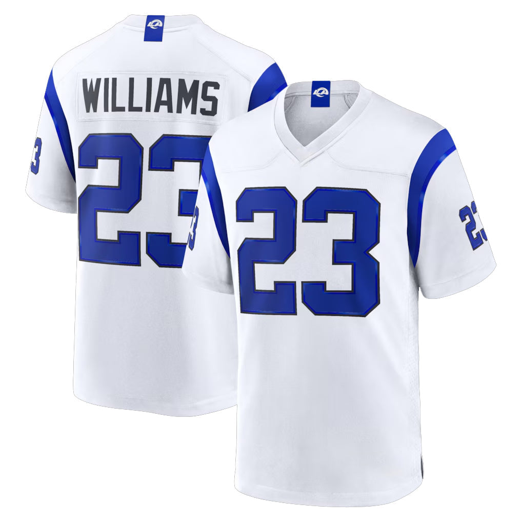 Odoa LA.Rams #23 Kyren Williams Player Fearsome White Home Game Stitched Jerseys