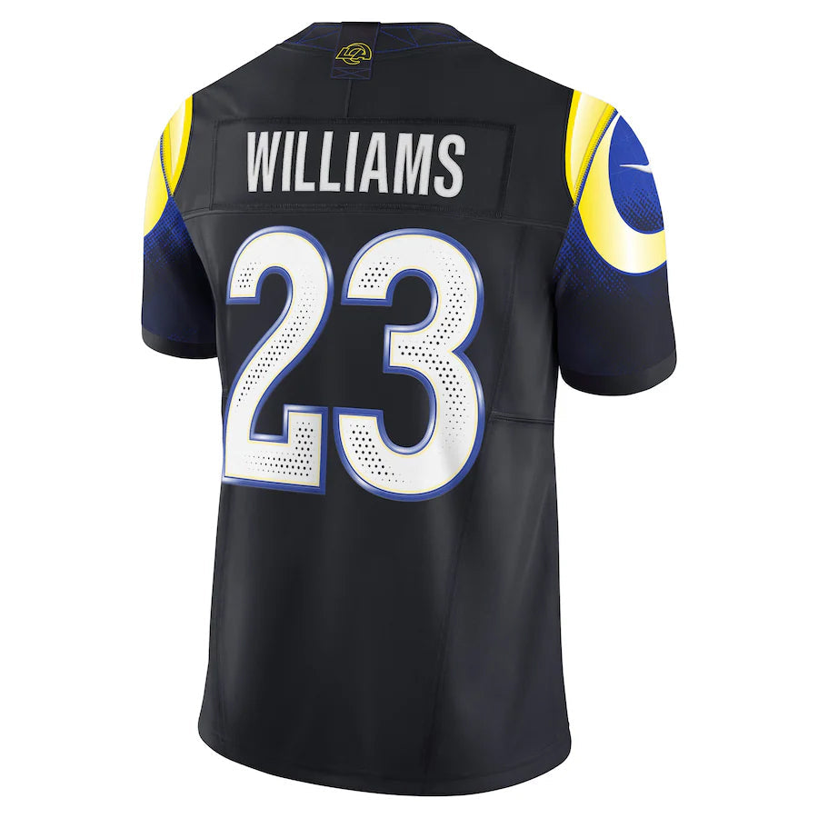 Odoa LA.Rams #23 Kyren Williams Player Midnight Blue Rivalries Collection Vapor Limited Stitched Jerseys