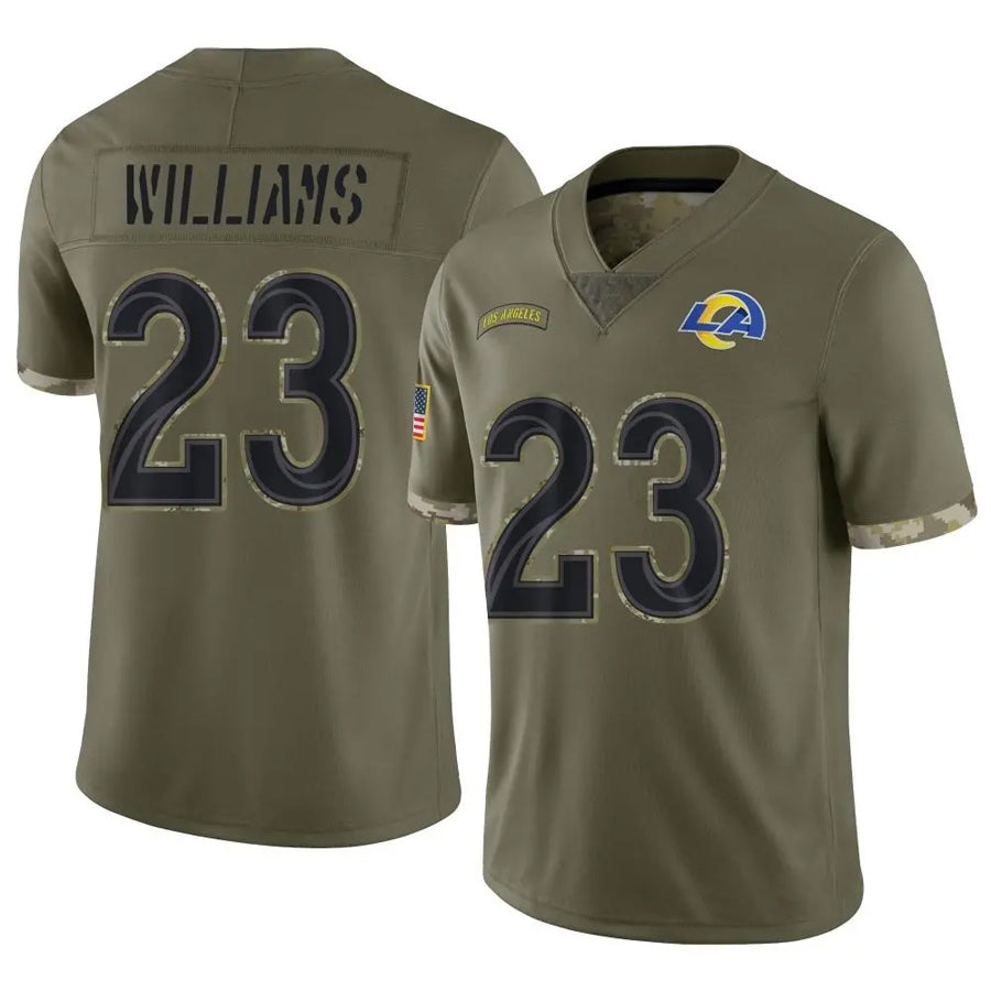 Odoa LA.Rams #23 Kyren Williams Player Salute To Service Olive Stitched Jerseys