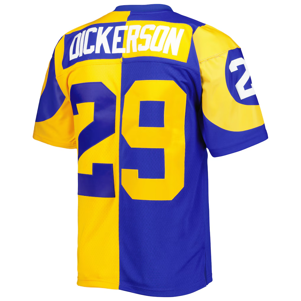 Odoa LA.Rams #29 Eric Dickerson Mitchell & Ness RoyalGold 1984 Split Legacy Replica Jersey