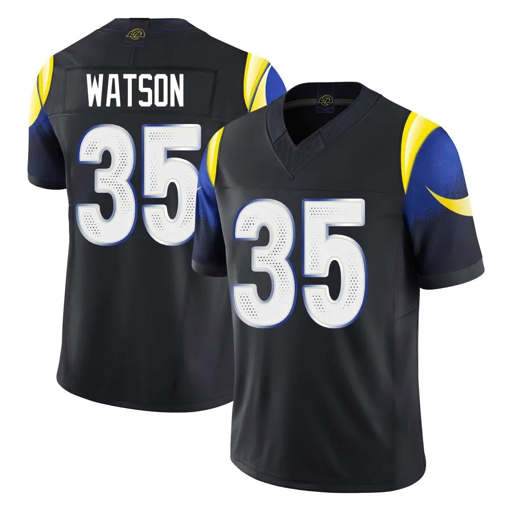Odoa LA.Rams #35 Jaylen Watson Player Black Midnight Rivalries Collection Limited Home Game Stitched Jerseys