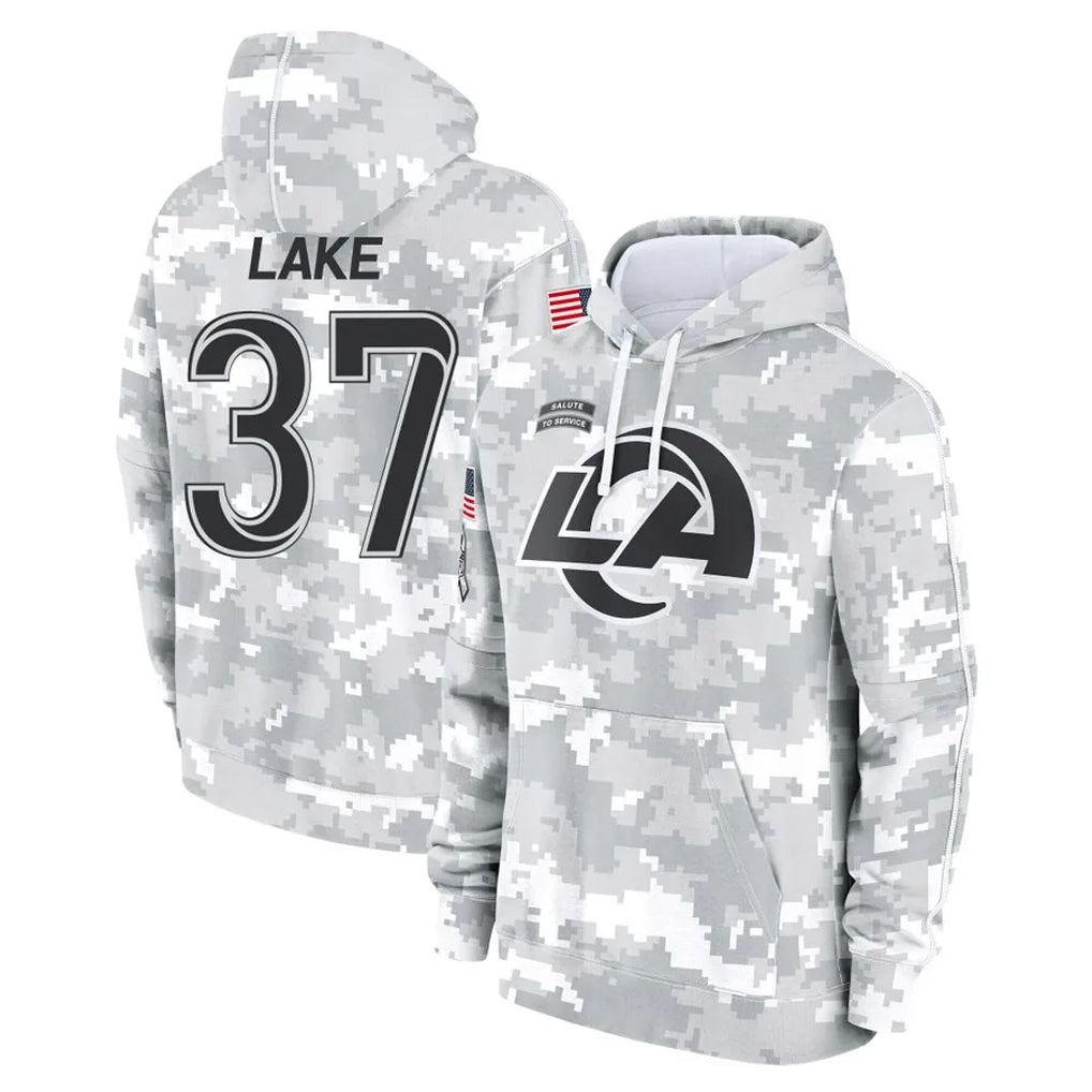 Odoa LA.Rams #37 Quentin Lake Player Arctic Camo Salute to Service Hoodies Limited Game Stitched Jerseys