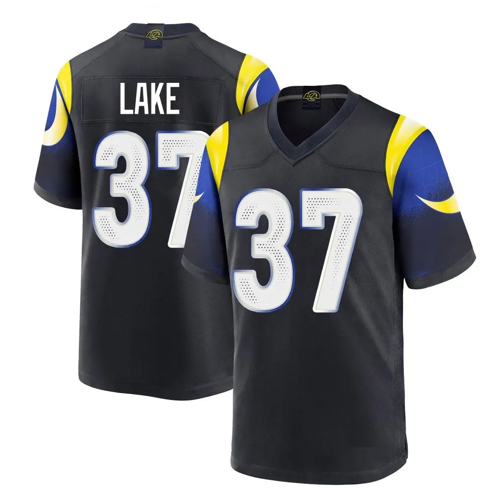 Odoa LA.Rams #37 Quentin Lake Player Black Midnight Rivalries Collection Home Game Stitched Jerseys