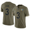 Odoa LA.Rams #3 Kam Curl Player Olive Salute To Service Limited Stitched Jerseys