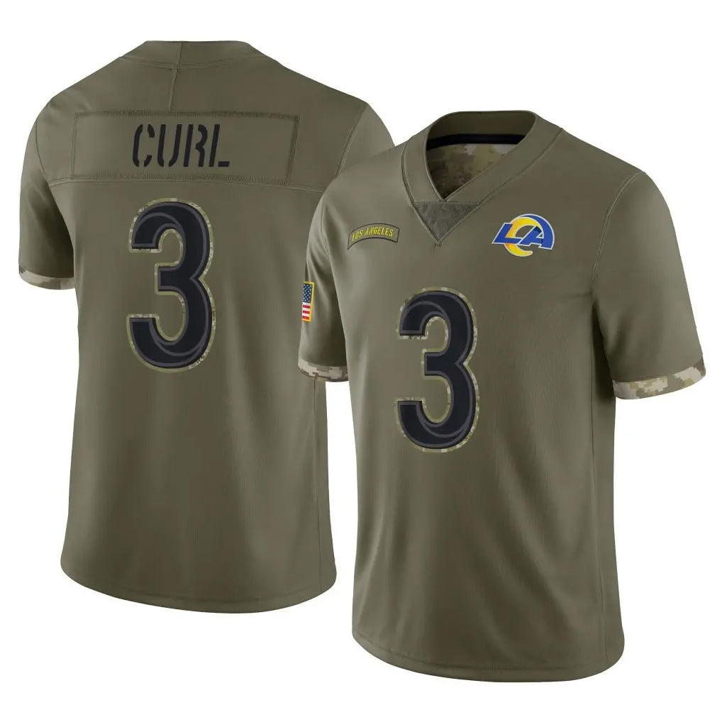 Odoa LA.Rams #3 Kam Curl Player Olive Salute To Service Limited Stitched Jerseys