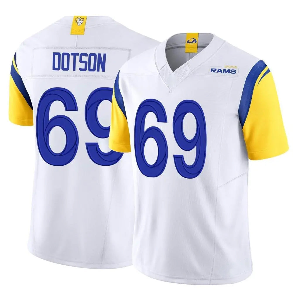 Odoa LA.Rams #69 Kevin Dotson Player White Limited Vapor F.U.S.E. Home Game Stitched Jerseys