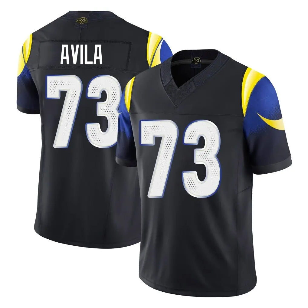 Odoa LA.Rams #73 Steve Avila Player Black Midnight Rivalries Collection Limited Home Game Stitched Jerseys