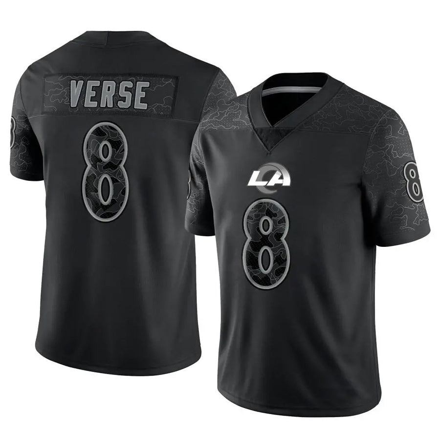 Odoa LA.Rams #8 Jared Verse Player Black RFLCTV Limited Stitched Jerseys