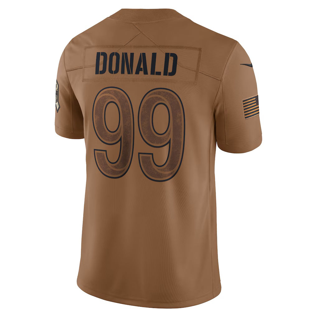 Odoa LA.Rams #99 Aaron Donald Brown Salute To Service Limited Jersey Stitched Jerseys