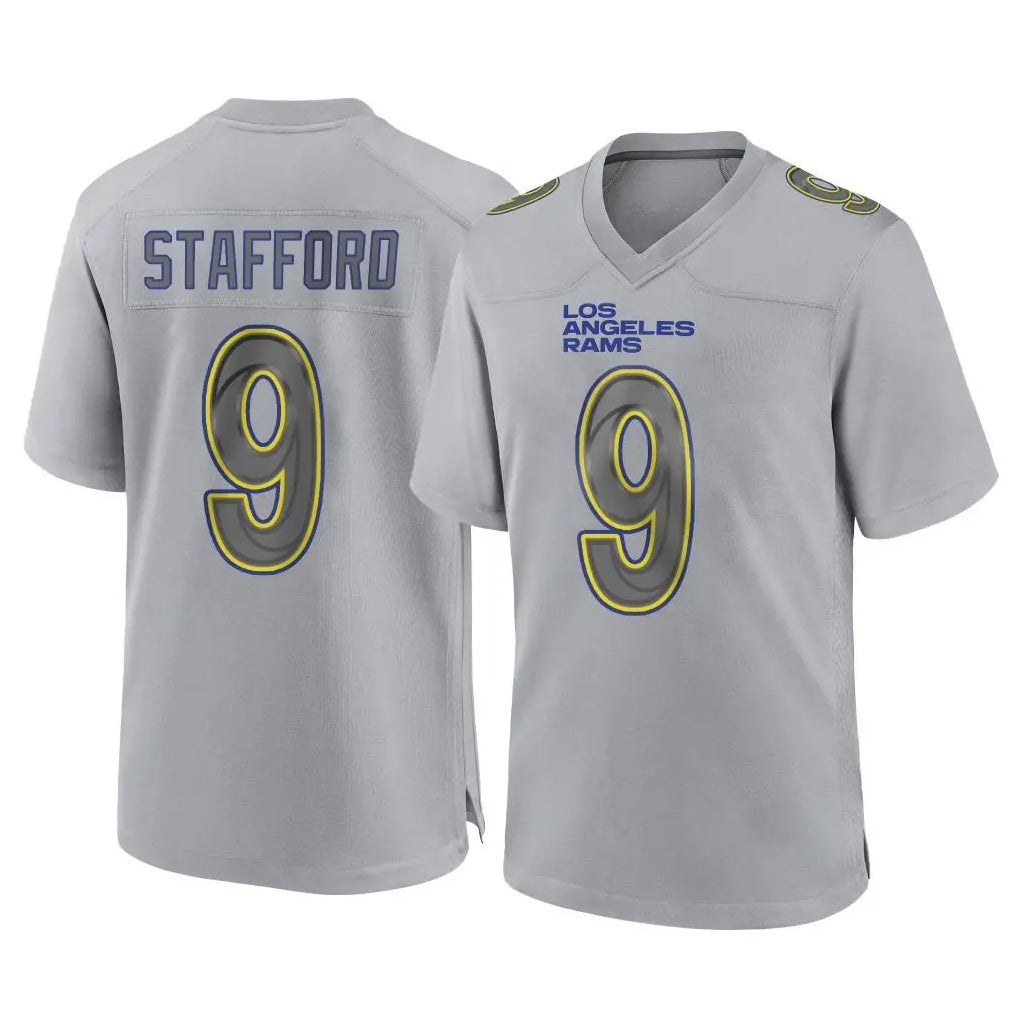 Odoa LA.Rams #9 Matthew Stafford Player Gray Atmosphere Fashion Home Game Stitched Jerseys