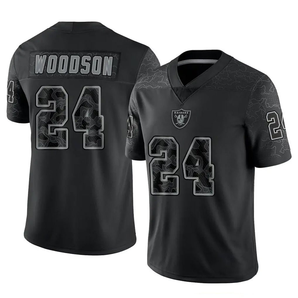 Odoa LV.Raiders #24 Charles Woodson Player RFLCTV Limited Black Stitched Jerseys