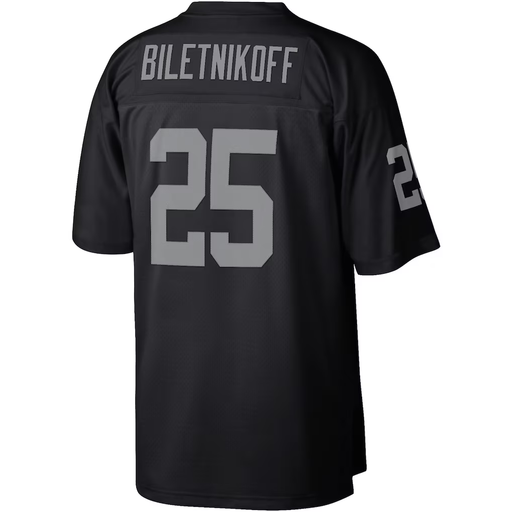 Odoa LV.Raiders #25 Fred Biletnikoff Mitchell & Ness Black Legacy Replica Jersey