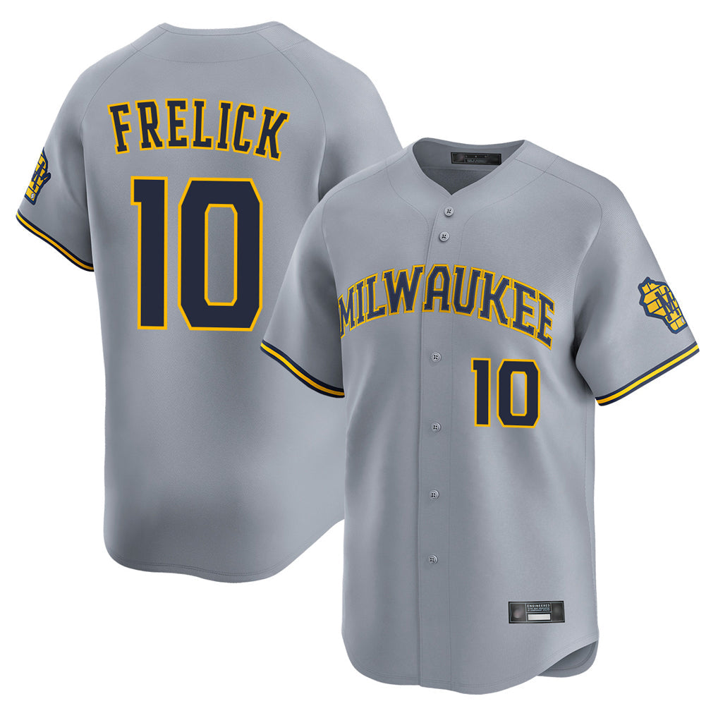 Odoa M.Brewers #10 Sal Frelick Player Gray Home Limited Stitched Jerseys