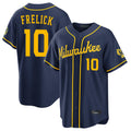 Odoa M.Brewers #10 Sal Frelick Player Navy Home Stadium Game Stitched Jerseys