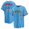 Odoa M.Brewers #11 Jackson Chourio Light Blue USA 250 Fourth of July Road Stadium Jersey
