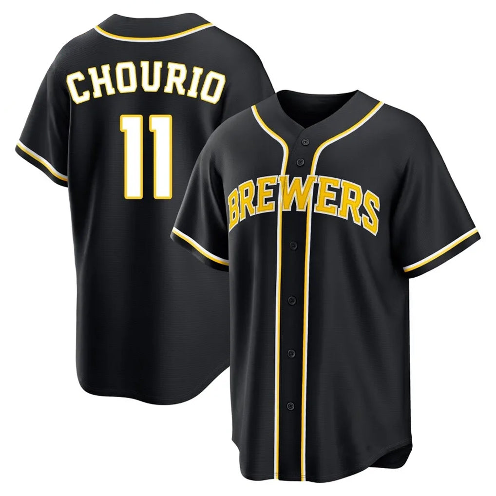 Odoa M.Brewers M.Brewers #11 Jackson Chourio Player Black Fashion Out Home Game Stitched Jerseys Player Black Fashion Out Home Game Stitched Jerseys