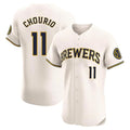 Odoa M.Brewers #11 Jackson Chourio Player Cream Home Limited Elite Stitched Jerseys