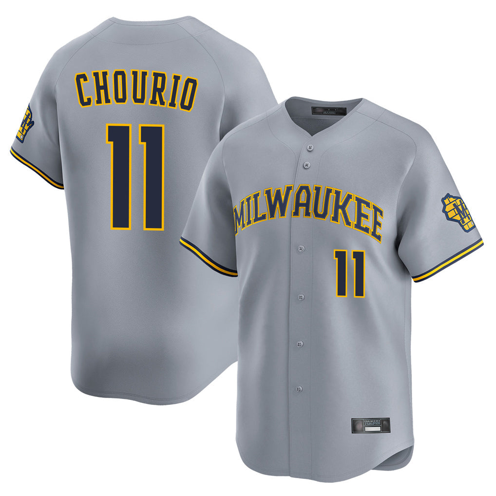 Odoa M.Brewers #11 Jackson Chourio Player Gray Home Limited Stitched Jerseys