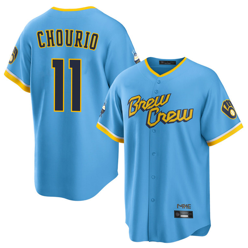 Odoa M.Brewers #11 Jackson Chourio Player Light Blue City Connect Home Game Stitched Jerseys