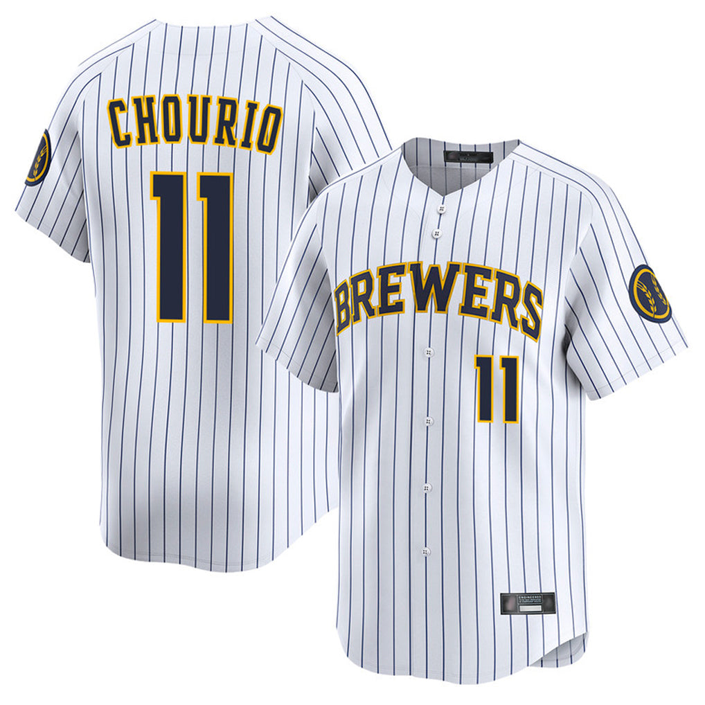 Odoa M.Brewers #11 Jackson Chourio Player White Stripes Home Limited Game Stitched Jerseys