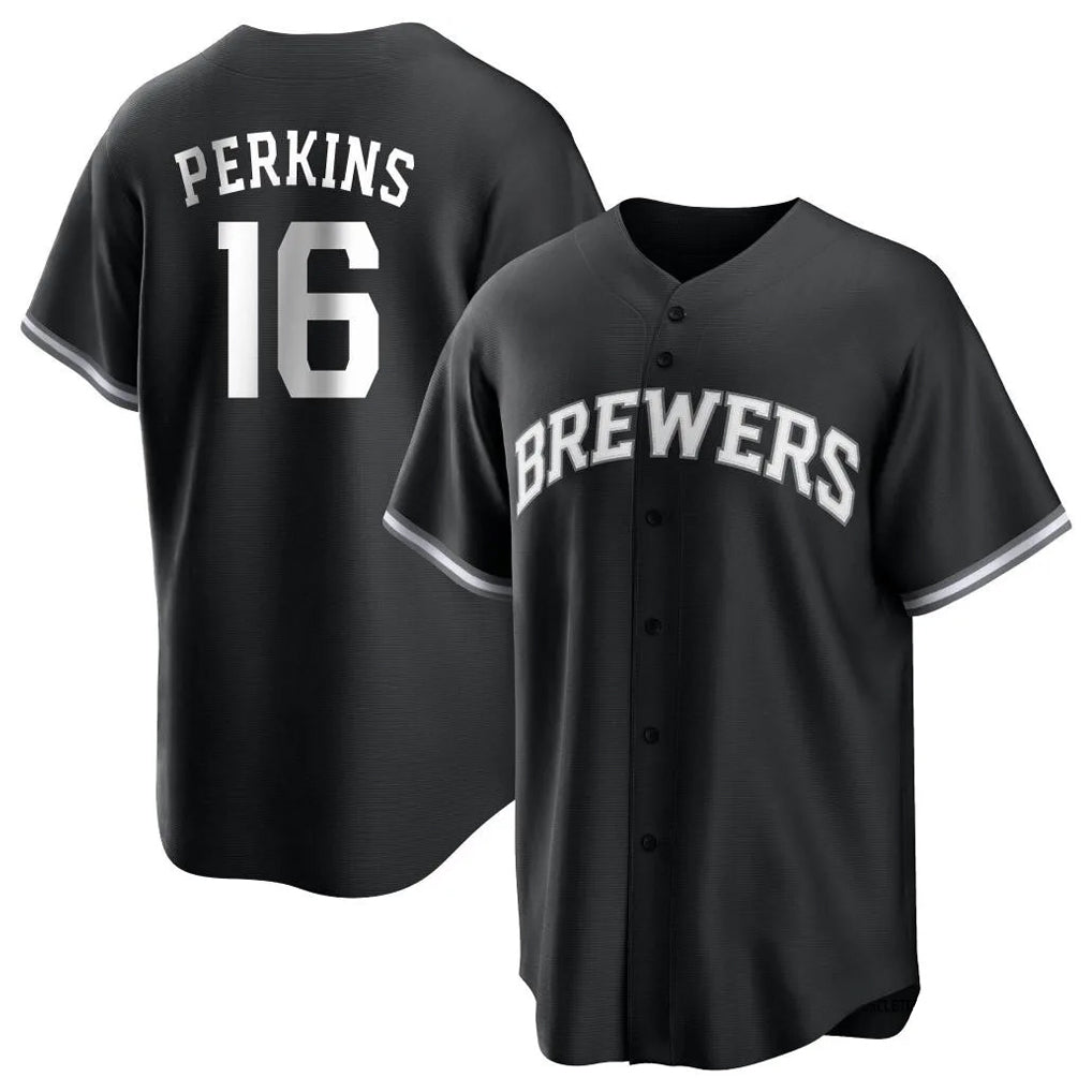 Odoa M.Brewers #16 Blake Perkins Player Black Game Home Stitched Jerseys