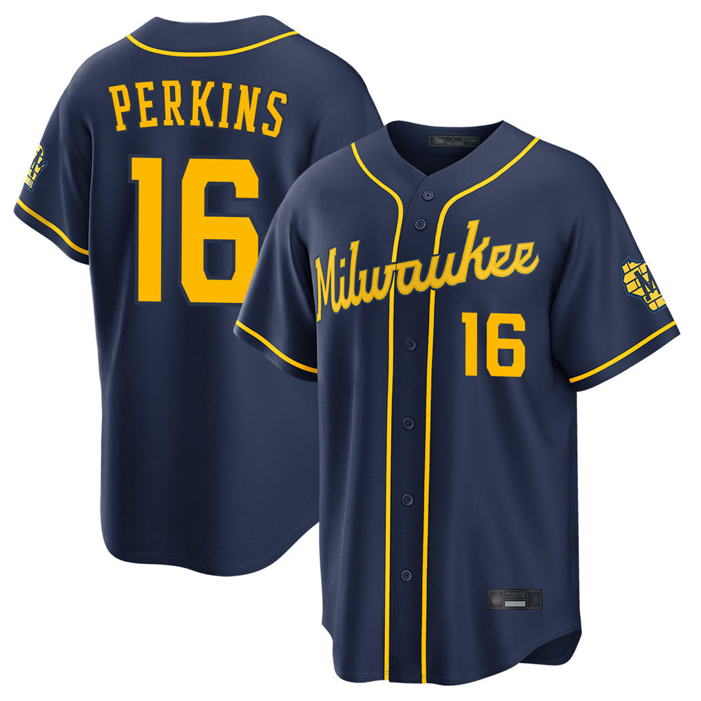 Odoa M.Brewers #16 Blake Perkins Player Navy Home Stadium Game Stitched Jerseys