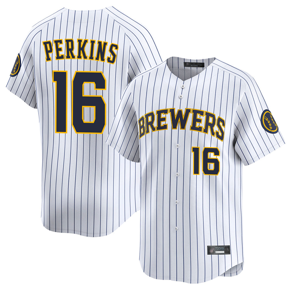 Odoa M.Brewers #16 Blake Perkins Player White Stripes Home Limited Game Stitched Jerseys
